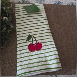 kate spade Green & White Striped Kitchen Towels, Set Of Three